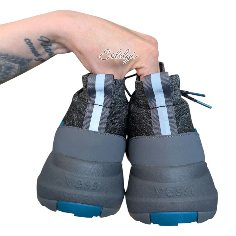 Vessi Stormburst High Womens 6 Peak Black Waterproof DymaTex Knit Sneaker Boot